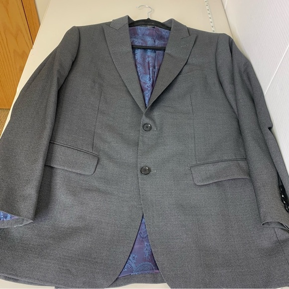 Indochino Men's Wool Gray Paisley Lined Pin Striped Blazer - Picture 6 of 13